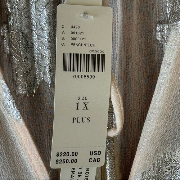 Anthropologie The Marais Chiffon Maxi Dress Shine Edition Peach Metallic 1X - Picture 11 of 14